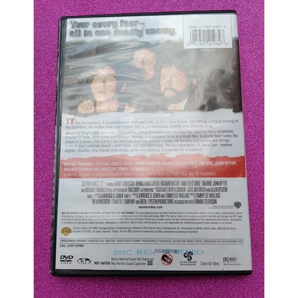 Stephen Kings IT 1990 Version Horror DVD Snap Case. John Ritter. Tommy Lee Wal. - Picture 2 of 4